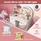 Costway Kid Vanity Table Chair Set 2-Color LED Lights Large Drawer Shelf Cabinet White/Pink